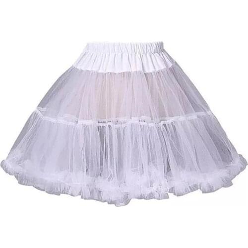 Ruffled Short Petticoat Solid White Color Fluffy Bubble Tutu Skirt Puffy Half Slip Prom Crinoline Underskirt