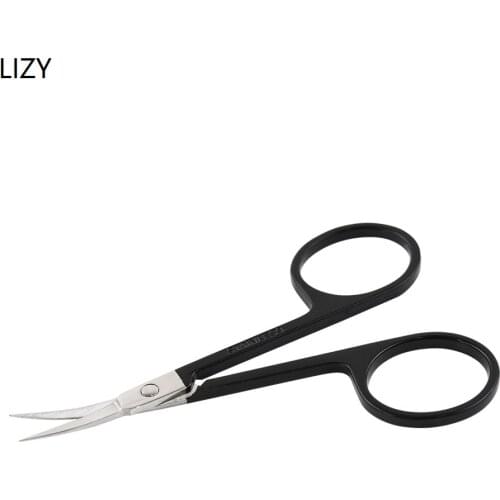 LIZY Stainless Steel 2.5mm Thickness Curved Makeup Scissor Trimming Elbow Eyebrow Eyelash Forehead Hair Beard Small Scissors