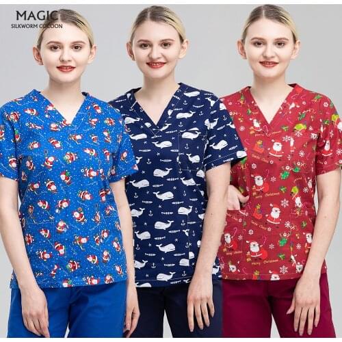 Medical Coats Nursing Scrubs Women Nursing T-Shirt Dental Clinic Doctor Working Clothes Elasticity Nurse Dentistry Medical Tops