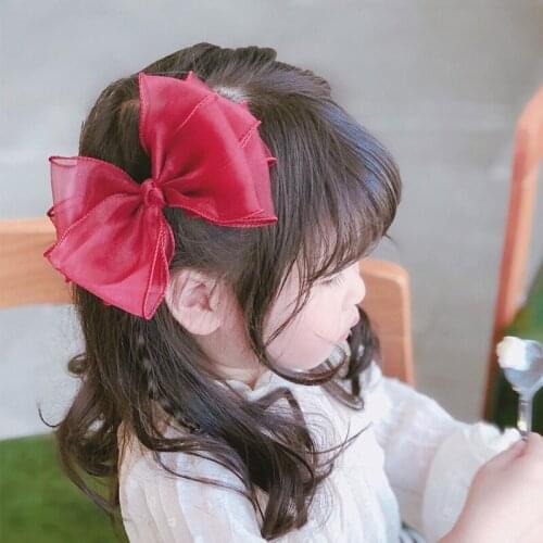 Cute Bow Sequin Barrettes Love Hair Clips Four Layers Yarn Princess Hairgrip Side Clip Fairy Girl Sweet Lace Hair Accessories