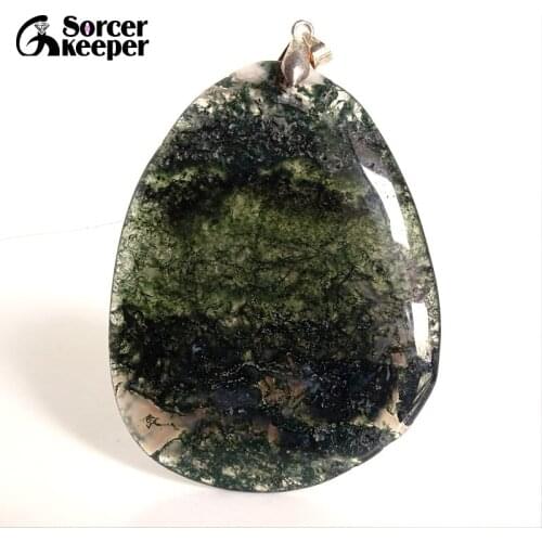 Fashion Women Man Necklace Pendant Big Natural Moss Agates Stone Pendant Slide Healing Crystals Pendant for Jewelry Making CS978