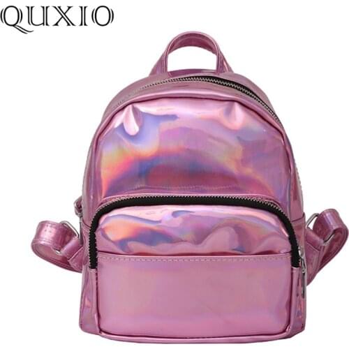 Laser Colors Fashion Mini Backpack For Women 2019 Summer New Soft PU Leather Cute School Bags Ladies Holographic Backpack MWX03