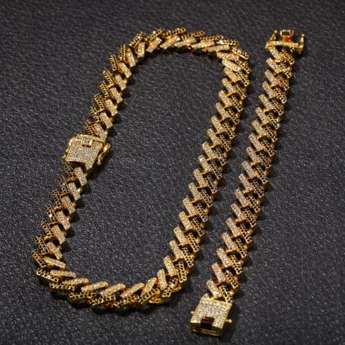 Hip Hop 13mm Super Flash Bling Ice Crystal Cuban Chain Rhinestone Zircon Mens Necklace Mens Jewelry 16/18/20/24/30 Inch