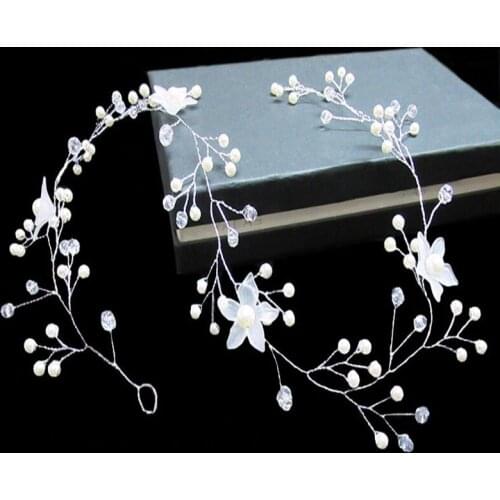 New Wedding Bride Crystal Pearl Hair Accessories Fashion Floral Headdress Bridesmaid Headband Mujer Hair Jewelry Women Hair Clip