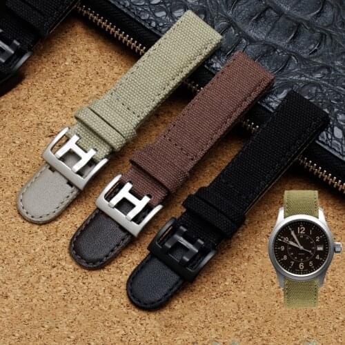 Genuine Leather Nylon Watch Band For Hamilton Khaki Field Watch h760250 h77616533 For Seiko Watch Strap 20mm 22mm