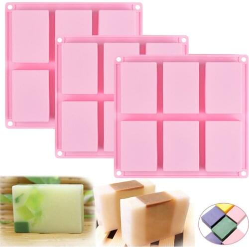 SJ 6 Cell Rectangular Thick Silicone Soap Mold For Handmade Craft DIY Homemade Decorative Soap Making Mould