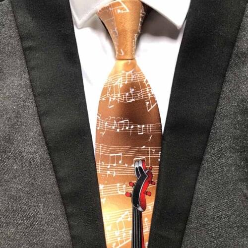 Unique Design Men Musical Necktie Musician Concert Party Ties with Music Staff Neck Tie for Party Show