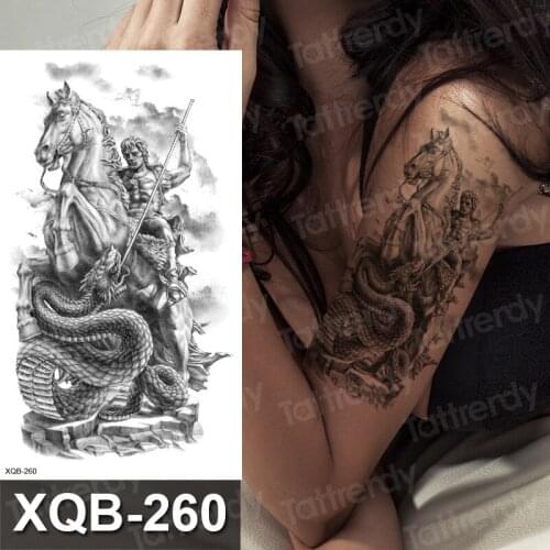 Temporary sleeve tattoo black henna sexy body art on arm band tatoo fake waterproof for women men dragon god horse tattoos