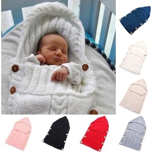 Newborn Baby Infant Knit Crochet Swaddle Wrap Swaddling Blanket Sleeping Bag