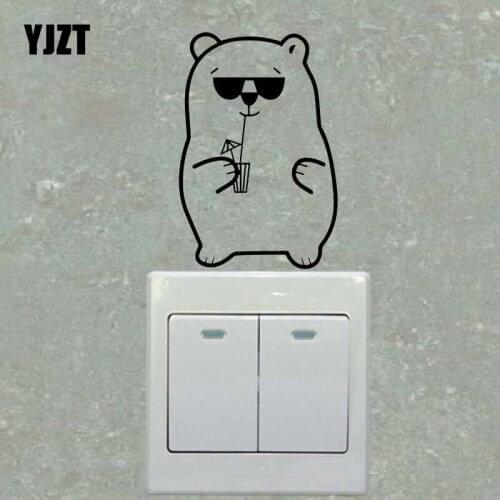 YJZT Fashion Cartoon Wall Switch Stickers Home Decoration Vinyl Decal Cool Bear S19-0004