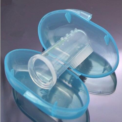 1set Silicone Baby Toothbrush + Box Newborn Infant Baby Dental Care Teether Finger Toothbrush Baby Teeth Nick Clear Massage Tool