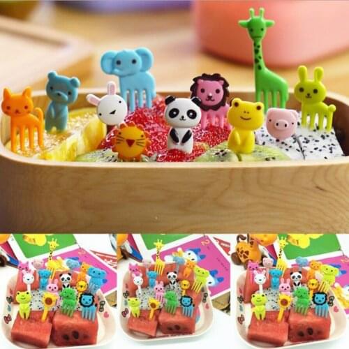 10pcs/set Fruit fork Kids Cute Fork Cutlery Baby Food Feeding Tableware Toddler Dinnerware Portable Utensil Infant Tableware