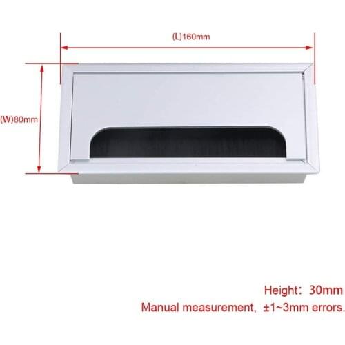 Silver Aluminum Alloy Table Desk Rectangle Wire Cable Grommet Hole Cover Outlet Port 16x8x3cm 2PCS