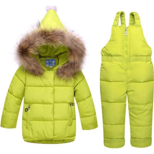 2020 Baby Girls Clothing Sets Winter Down Parkas Windproof Infant Bebe Girls Clothes Suits Toddler Hooded Coat+overalls Thermal