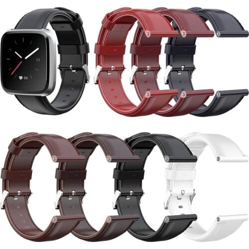 23mm Leather Smartwatch Strap Band for Fitbit Versa Lite for Fitbit Versa Replacement Band Bracelet Wristband Accessories