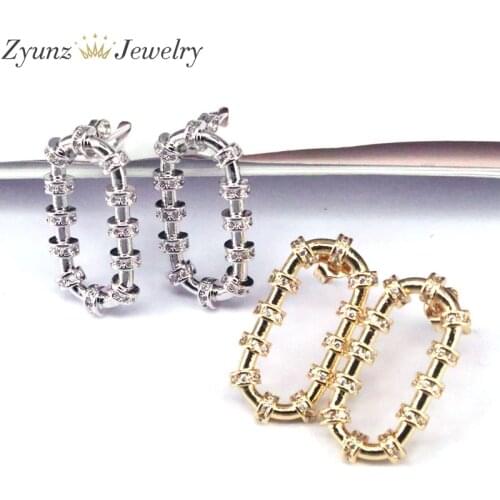 5 Pairs, Oval shape Clear CZ Earring for Women Fashion Party Elegant Stud Earrings Jewelry
