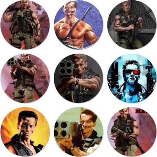 Arnold Schwarzenegger movie Commando 1985 poster Icons Pins Badge Decoration Brooches Metal Badges For Backpack Decoration 58mm