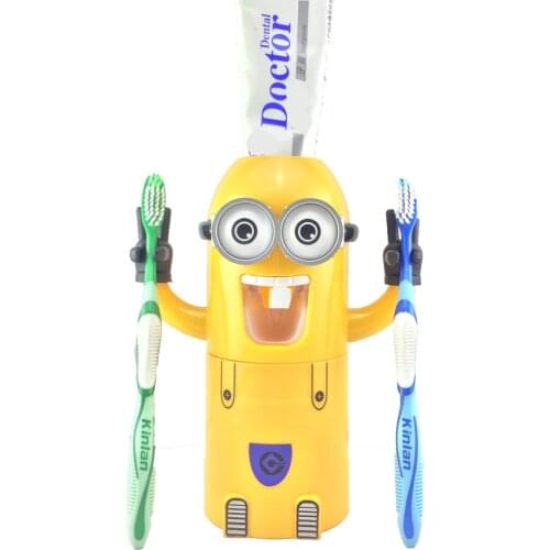 Bathroom Products Automatic Toothpaste Dispenser Cute Squeezers Bathroom Accessories Set Toothbrush Holder For Kids