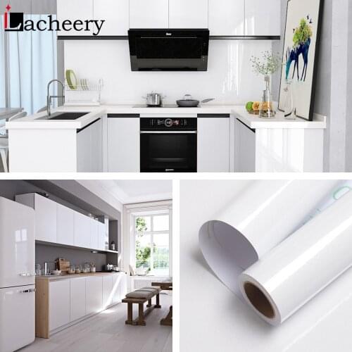Shiny Self Adhesive Wallpaper Cupboard Furniture Renovation Contact Paper For Kitchen Cabinet Wall Sticker Room Decoration Film