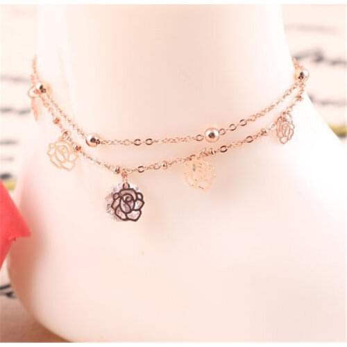 1pc Fashion Women Alloy Charm Anklets Flower Carving Hollow Ankle Bracelet Foot Chain 17+6cm