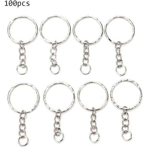 Korean Fashion 100 Pcs New Stainless Key Chains Y Alloy Circle DIY 25mm Keyrings Jewelry Keychain Making Jewelry Accessories
