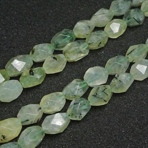 12x15mm Natural Faceted Oval Olivary Rice Green Prehnites beads For Jewelry Making Beads 15'' DIY Beads Necklace Earring Trinket