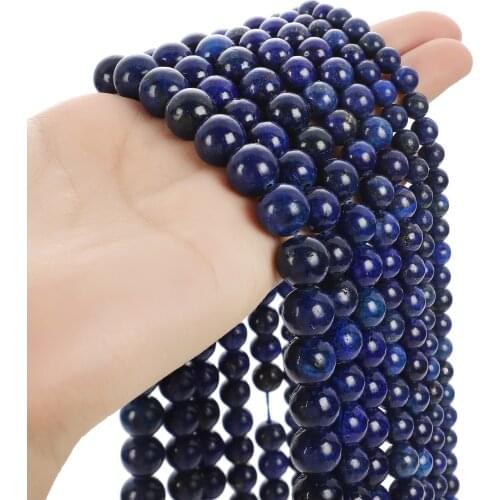 Natural Stone Beads Colored Lapis Lazuli Round Loose Spacer Beads for Jewelry Making DIY Bracelet Necklace Earring Strand 6-10MM