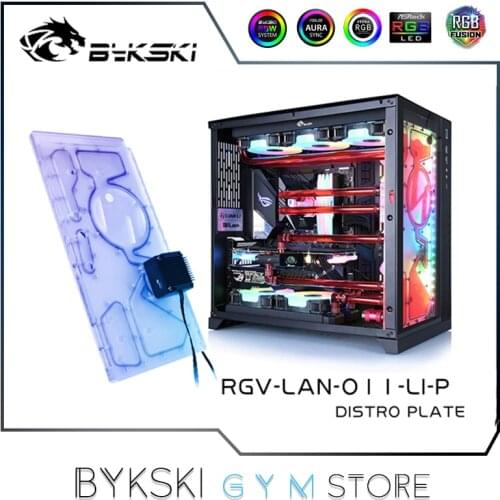 Bykski Distro Plate For LIAN LI O11 Dynamic Case, Front Panel Water Cooling Loop Solution, 12V/5V RGB SYNC, RGV-LAN-O11-LI-P