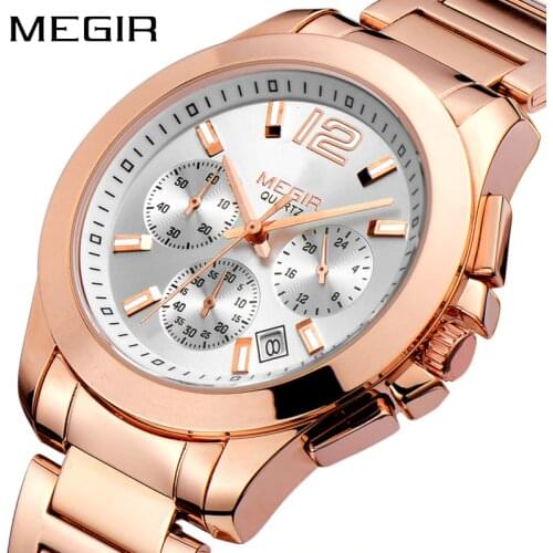 Creative MEGIR Sport Watch Men Top Brand Luxury Rose Gold Chronograph Quartz Men Military Wrist Watches Clock Relogio Masculino