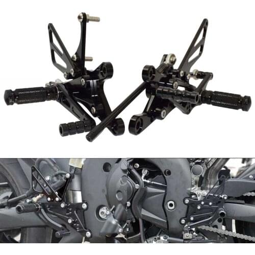 Black Motorcycle Racing Adjustable Rearset Footrests Driver Foot Rest Pegs Pedals Rear Set For YAMAHA YZF R1 2004 2005 2006 RN12