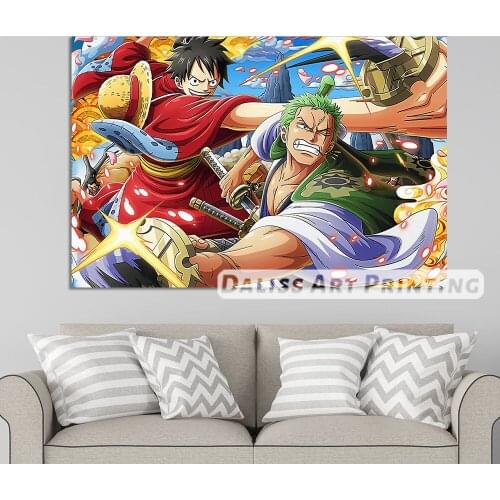 Canvas Anime Luffy Zoro wano Pictures Home Decoration Paintings Poster HD Prints Wall Art Modular Living Room Framed