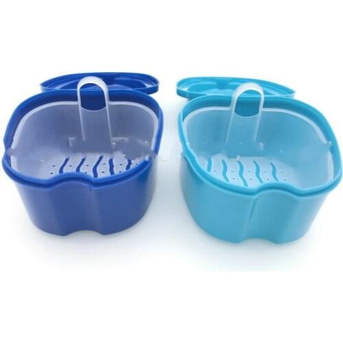 Denture Bath Box Organizer Dental False Teeth Storage Box with Hanging Net Container Cleaning Teeth Cases Artificial Tooth Boxes