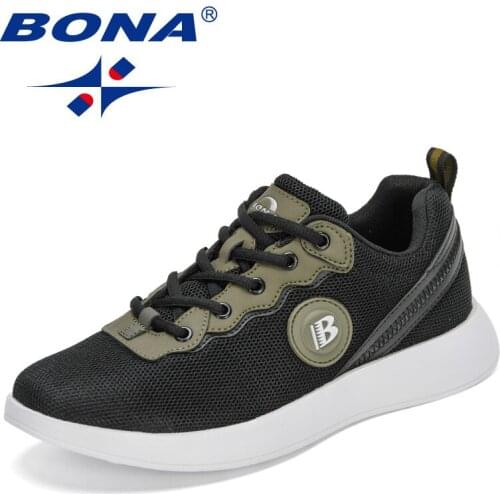 BONA 2021 New Designers Mesh Comfortable Casual Sneakers Man Classic Canvas Shoes Outdoor Leisure Footwear for Men Walking Shoes