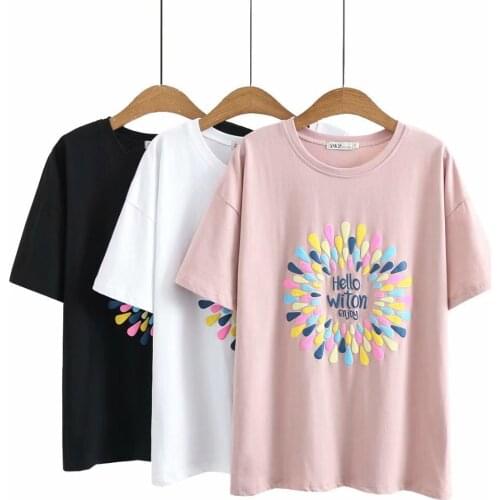 Summer T-Shirt Women Clothes Tees 2021 Casual Plus Size Tops Short Sleeve O Neck Print Camiseta Mujer Sweet D5-8017