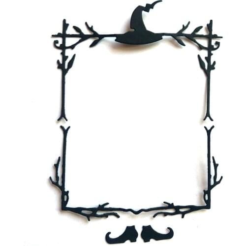 Miss Vintage 2021 New Halloween Witch Hat Border Metal Cutting Dies For DIY Scrapbooking/Photo Album Decorative Embossing Die