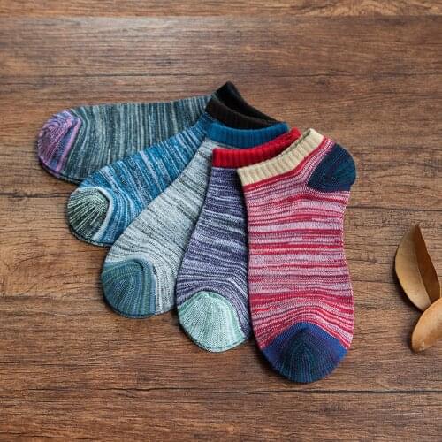 10 Pairs/Lot Cotton Mens Socks Comfortable Breathable Male Short Ankle Socks Retro Striped Style Invisible Boat Sock Calcetines