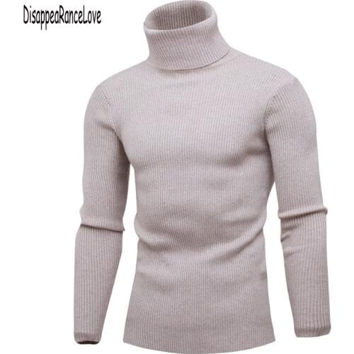 Disappearancelove Winter Thick Warm Cashmere Sweater Men Turtleneck Mens Sweaters Slim Fit Pullover Men Classic Wool Knitwear