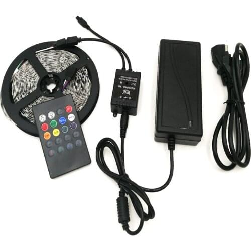 Music RGB LED Strip Light 5050 60Leds/m led Tape diode ribbon + Music Remote Controller + DC12V adapter 5M 10M set