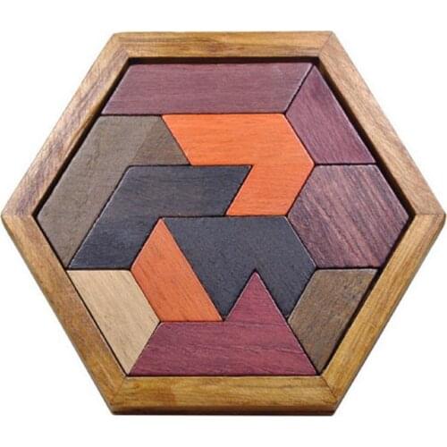 New High Quality Wooden Tangram Jigsaw Brain Tetris Game Puzzle Bloacks Preschool Children Play Training Educational Toys