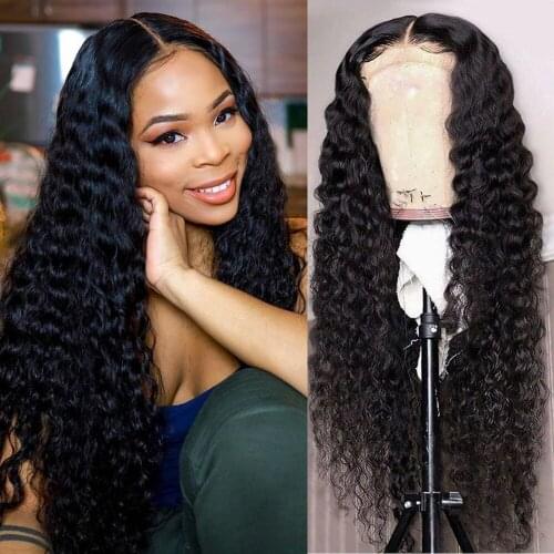 Beauty Queen Deep Wave Frontal Wig 13x6x1 13x4 Lace Front Wig 150 Density 4x4 Closure Wig 28 30 inch Deep Curly Human Hair Wigs