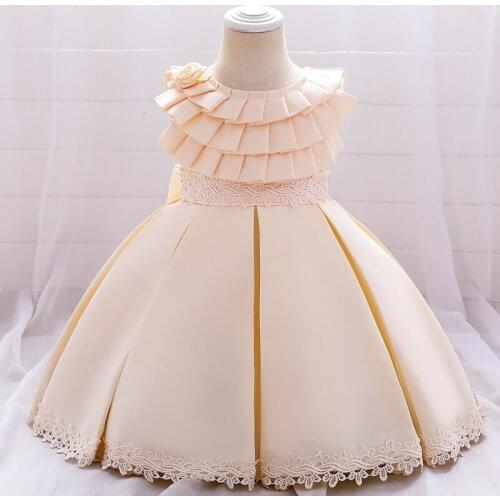 Gift for 1st Birthday Party Dresses Princess Baby Kids Clothes with Beadings Christening Dresses Baptism Gowns for Newborns