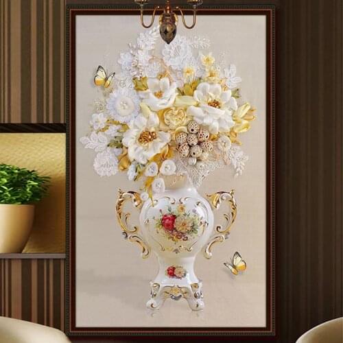 Custom 3D Photo Wallpaper European Style 3D Stereoscopic Embossed Vase Living Room Entrance Corridor Background Mural De Parede