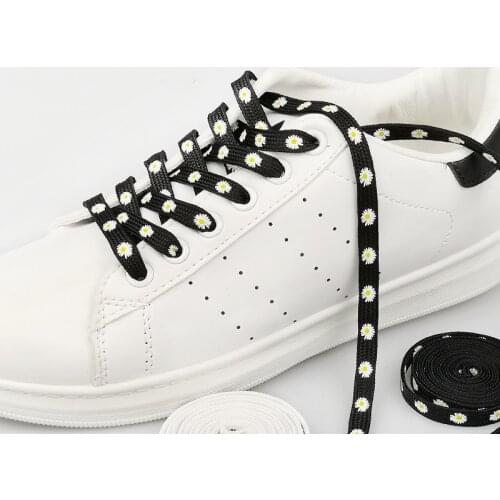 120cm Little Daisies Shoelaces Cartoon Printing Fashion Unisex Flat Shoe laces High-top Canvas Sneakers Shoelaces