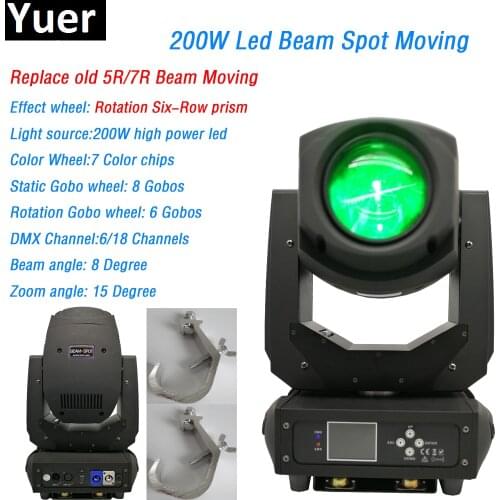 200W Led Beam spot 2in1 Moving Head Light Six-Row prism 7 colors 6/18 DMX Channels 2 Gobo wheels DJ Disco Party concert light