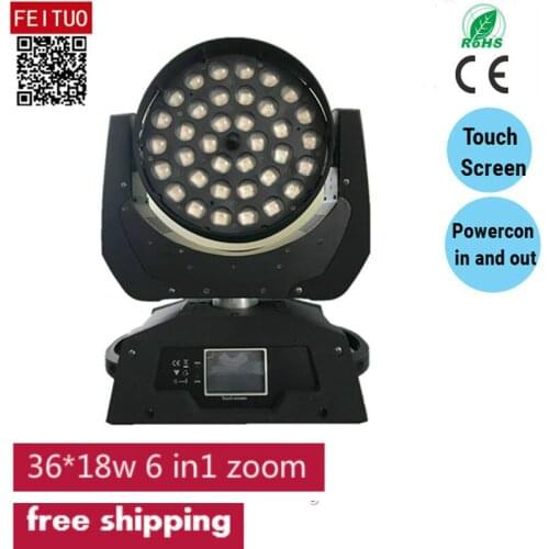 4pcs/lot High quality led moving head zoom 36x18w 6 in1 rainbow macros dmx effct light for stage dj