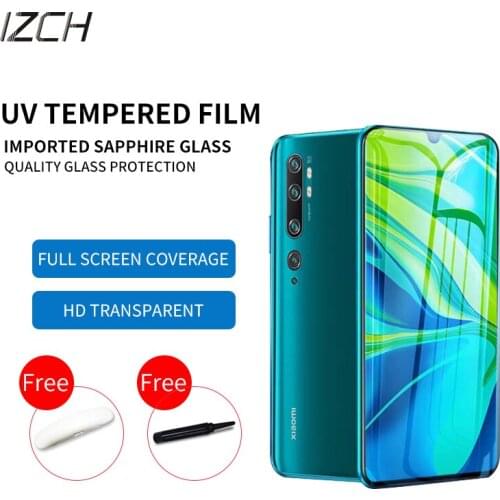 Full Glue Full Coverage Tempered Glass for xiaomi cc9 pro UV Liquid Sceen Protector for mi note10 note10 pro
