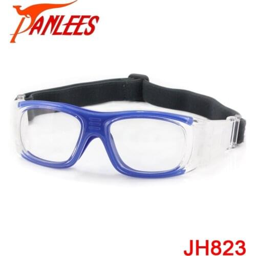 PANLEES Anti Scratch Clear PC Lens Football Soccer Basketball Eye Protective Glasses Optical Frame With Elastic Head Band Blue