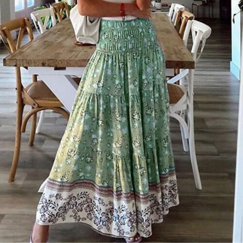 Printed Irregular Bohemian Womens Skirt High Waist Female Skirts 2021 Summer New Holiday Beach Fashion Casual Ladies Clothing