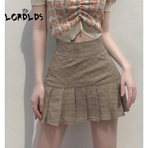 LORDLDS Women Plaid Pleated Mini Skirt School Uniform High Fashion Y2k Tall Women High Waist Skirts Korean Fashion Clothing