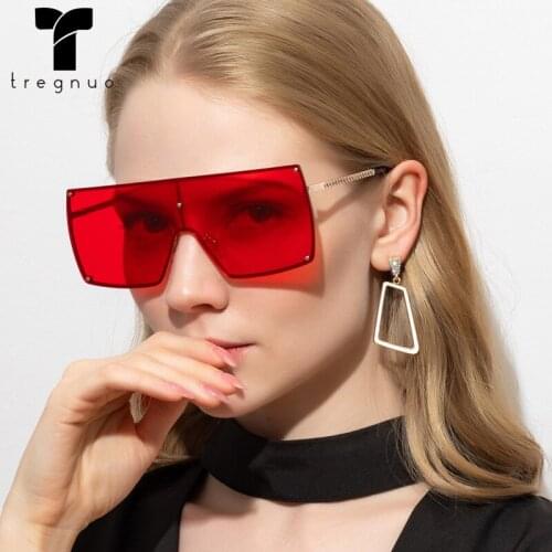 TREGNUO 2021 Woman Sunglasses Summer Eyewear Fashion Metal Gradient Color Square Cover Face Outdoor